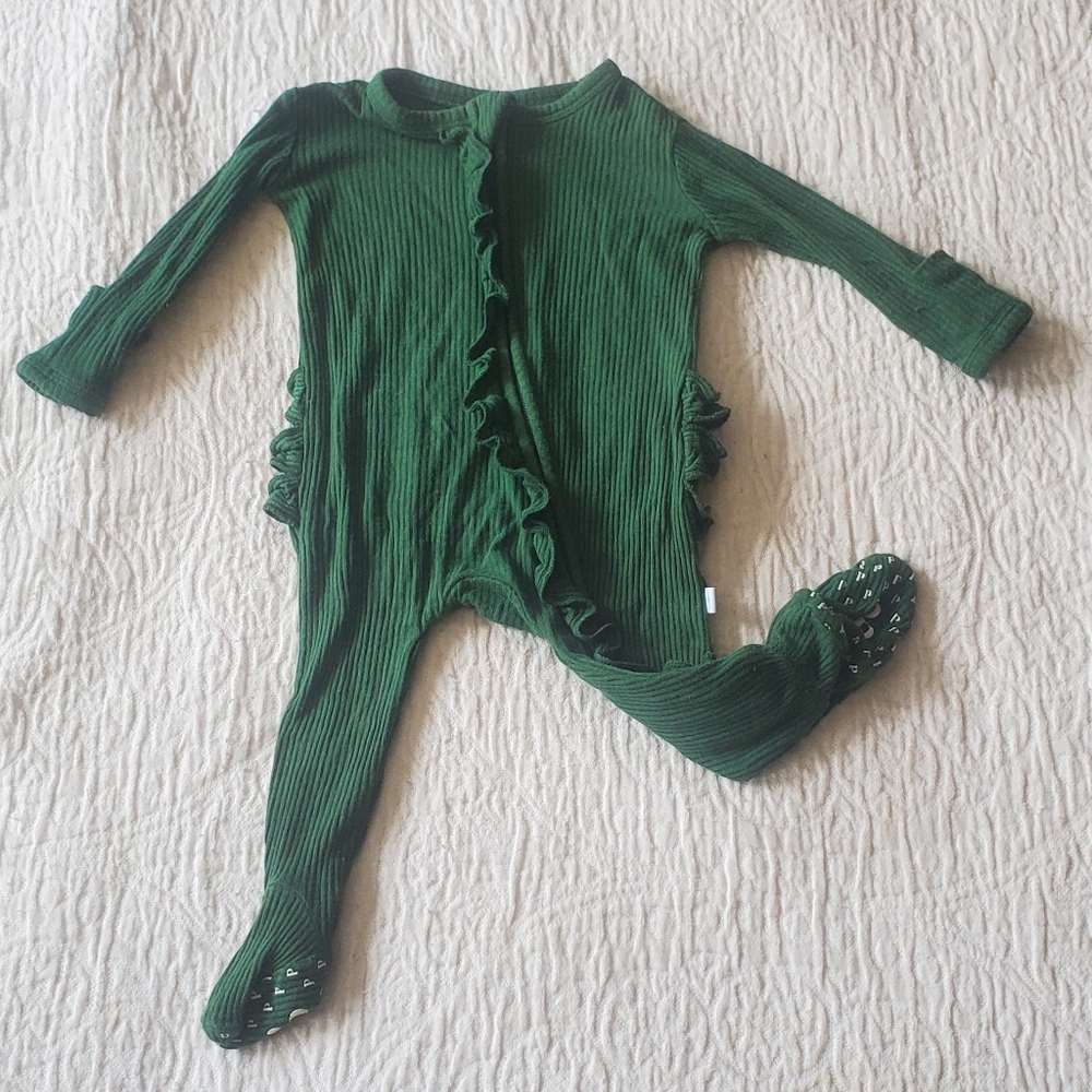 Posh Peanut Juniper Green newborn footie